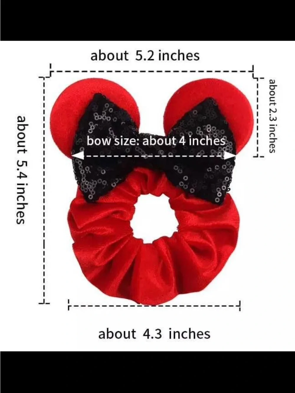 Bulk Lot- 20 Brand New High Quality Minnie Ear Hair Scrunchies-Wholesale Pricing